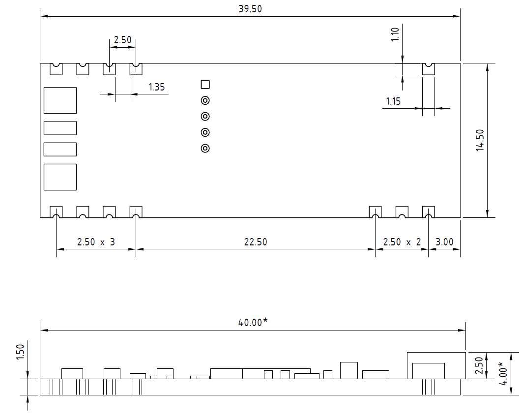 Overall and installation dimensions of CANNY 5.3 Pico