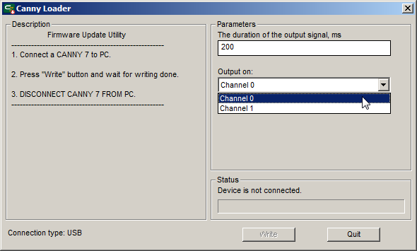 Firmware Update Utility Window.