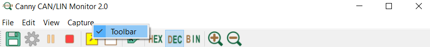 Toolbar context menu
