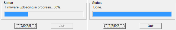 Firmware upload - in progress/successful upload