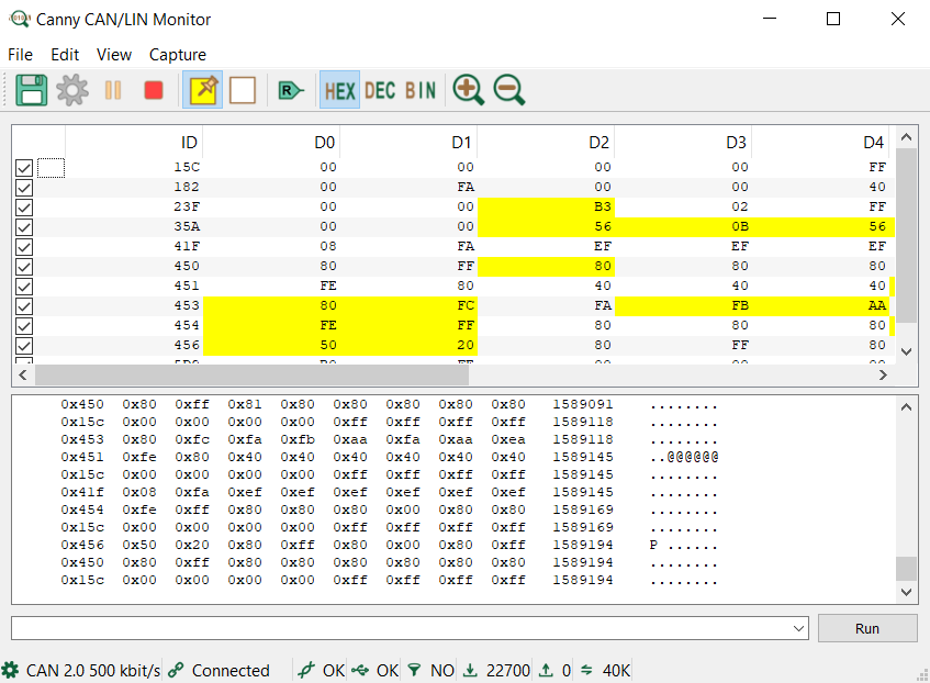 Log while data is being transferred via the CAN bus