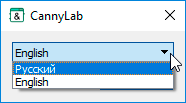 Dialog box for selecting the interface language.