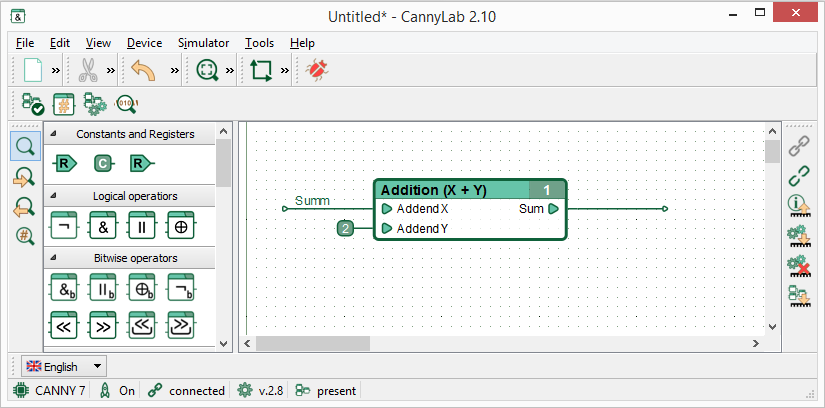 Cannylab 2 window with toolbars positioned around all window borders.