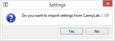 Import Legacy Settings Dialog Box.