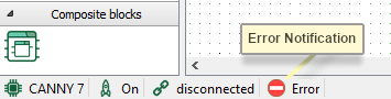 Status bar error notification.
