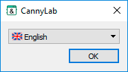 Language selection dialog.